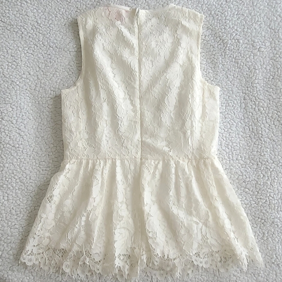 Catherine Malandrino White Lace Peplum top Small - Picture 2 of 5